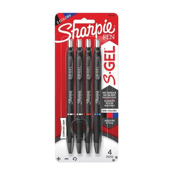 Sharpie S-Gel 7mm Assorted 4Pk